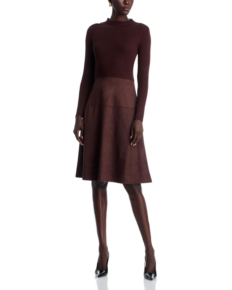 ティー・タハリ レディース トップス ワンピース モックネック Tahari Mock Neck Long Sleeve Dress - Exclusivespresso Bean