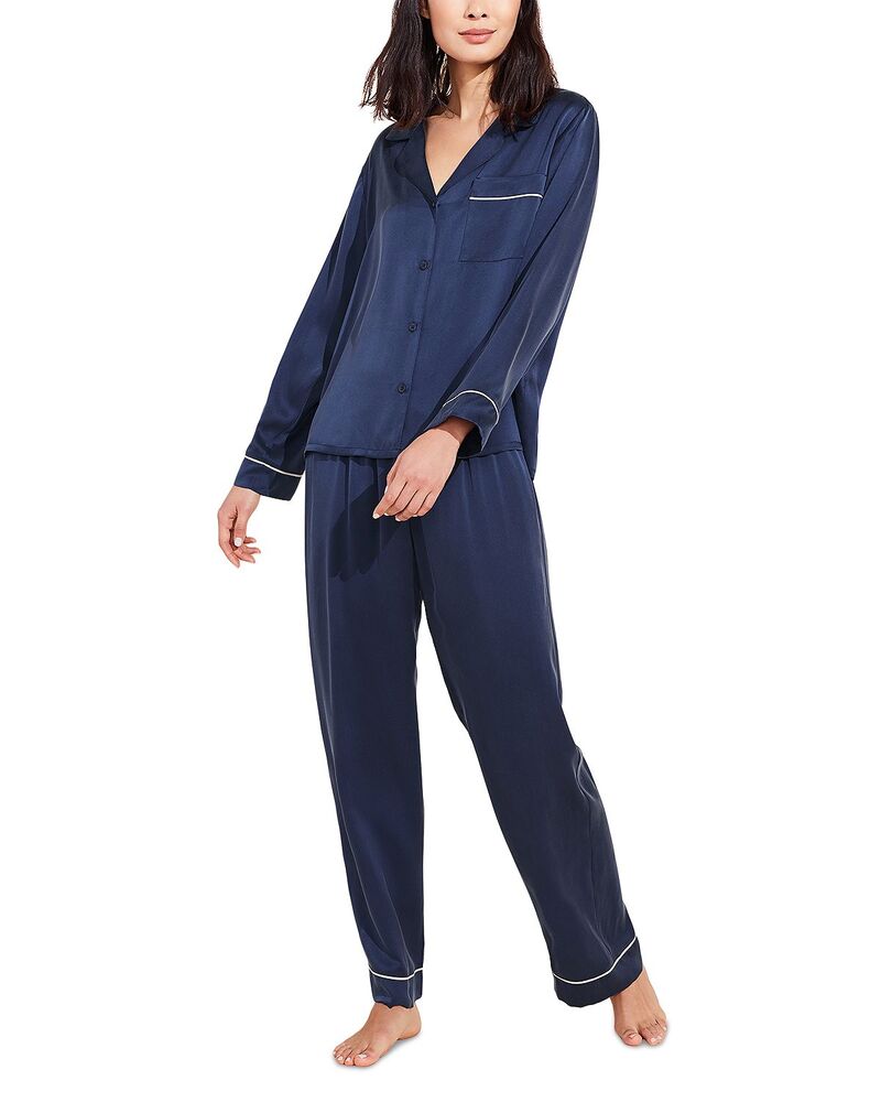 エバージェイ レディース アウター パーカー・スウェット 地絹 Eberjey Inez Washable Silk Long Pajama Set Navy/Champagne 米国海軍