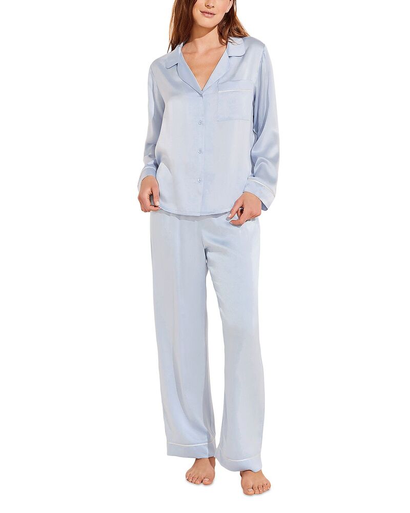 エバージェイ レディース アウター パーカー・スウェット 地絹 Eberjey Inez Washable Silk Long Pajama Set Powder Blue 青碧