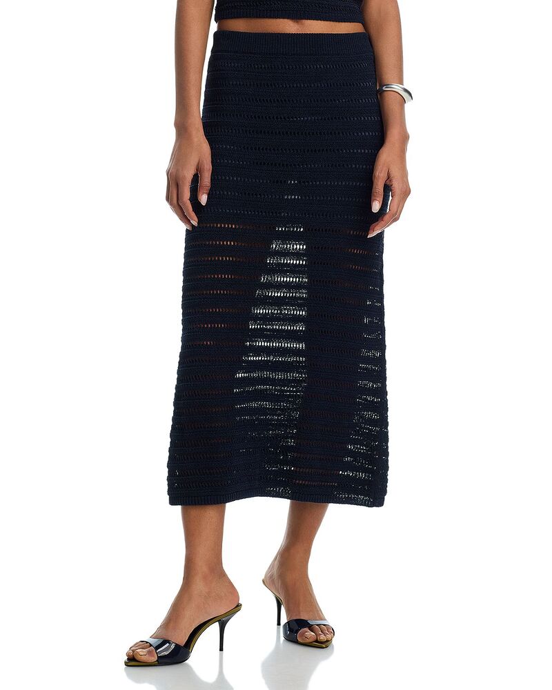 エーエルシー レディース ボトムスカート A.L.C. Lana Open Stitch Striped Skirt Night Blue ブルー｜ReVida 店