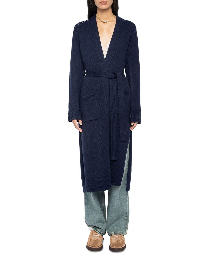 ザディグ エ ヴォルテール レディース アウター カーディガン ウール Zadig & Voltaire Salonny Wool & Cashmere Long Cardigan Encre