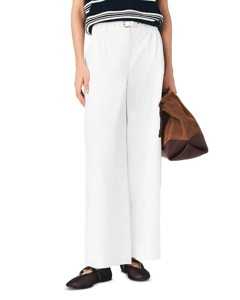 マージュ レディース ボトムス カジュアルパンツ ワイドレッグ Maje Piumallan Wide Leg Pants White ホワイト｜ReVida 店