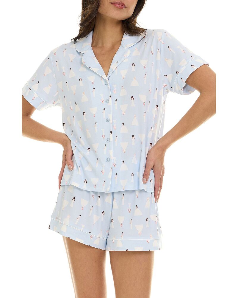フローラニクルーズ レディース アウター パーカー・スウェット Flora Nikrooz Joy Notch Short Pajama Set Light Blue ブルー