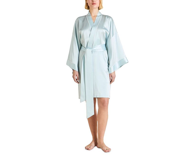 オリビアボンヘール レディース アンダー御召しもの ナイト爵御召しもの 絹地 Olivia von Halle Silk Woven Robe Powder Blue 青碧