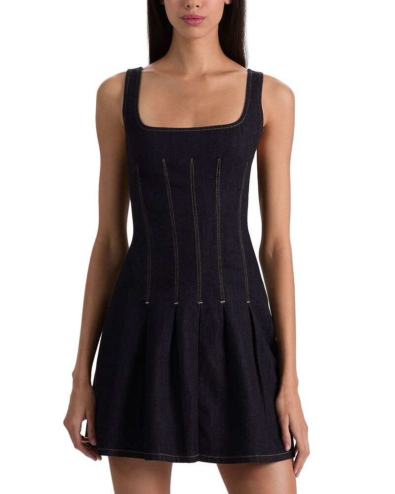 アリスアンドオリビア レディース トップス ワンピース デニム Alice and Olivia Hollis Flaredenim Dress Dark Rinse デニム