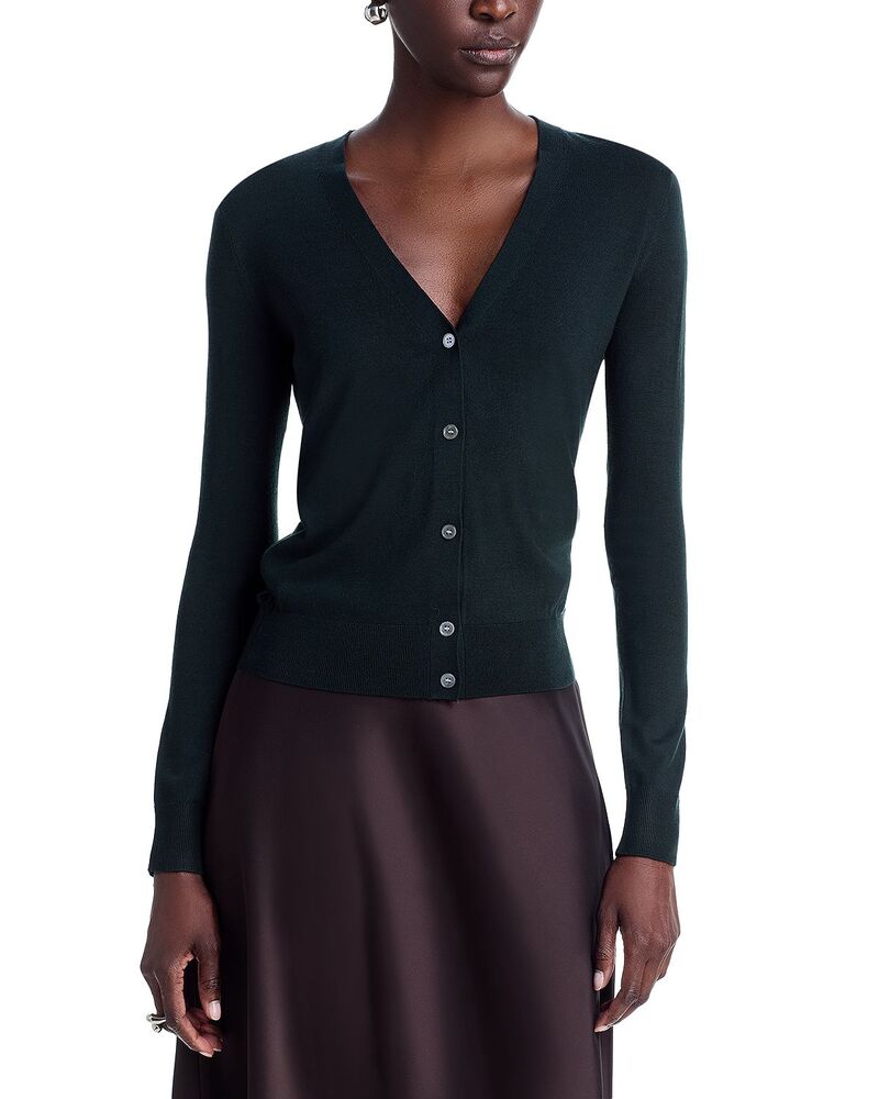 行動論理 レディース アウター ジレー V素っ首 スウェーター Theory V Neck Regal Cardigan Sweaterich Green 緑であること