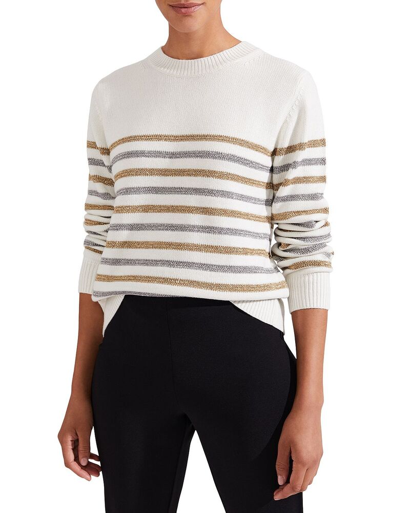 ホッブスロンドン レディース アウター ニット・セーター クルーネック HOBBS LONDON Destiny Crewneck Sweater Ivory Silver アイボリー|ReVida 店
