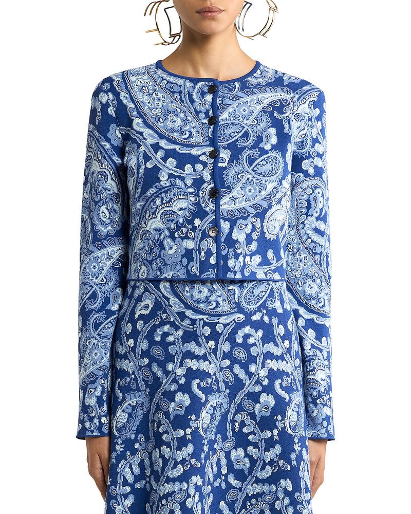エトロ レディース アウター 編み物・スウェーター ジレー クロップド Etro Cropped Cardigan Sweater Multi/Blue 青色