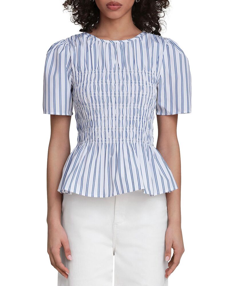 バガテル レディース トップス シャツ シャーリング Bagatelle Smocked Peplum Top Marine Blue ブルー