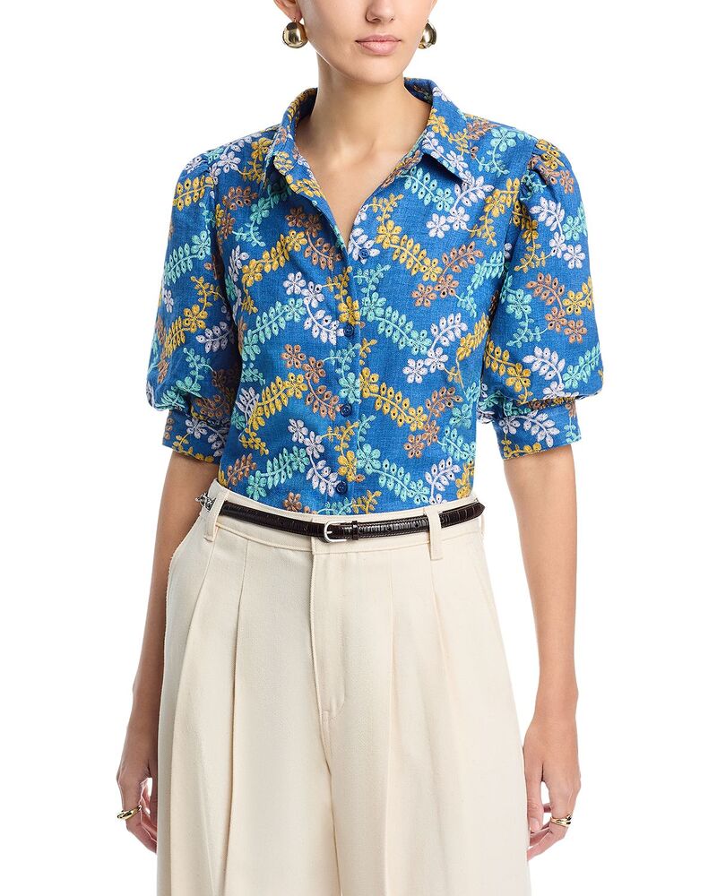 ティー・タハリ レディース トップス シャツ ボタンダウン ブラウス Tahari Button Down Blouse Denim/ Multi デニム