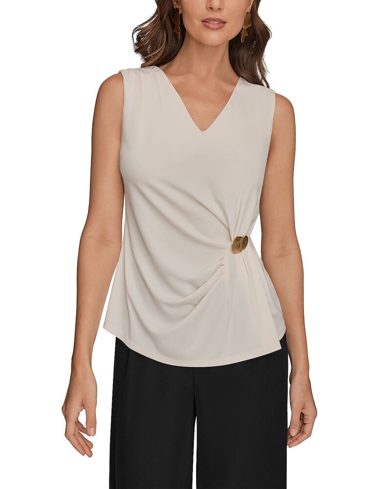 ダナ キャラン ニューヨーク レディース トップス シャツ Vネック ノースリーブ Donna Karanew York V Neck Sleeveless Top Cream クリーム