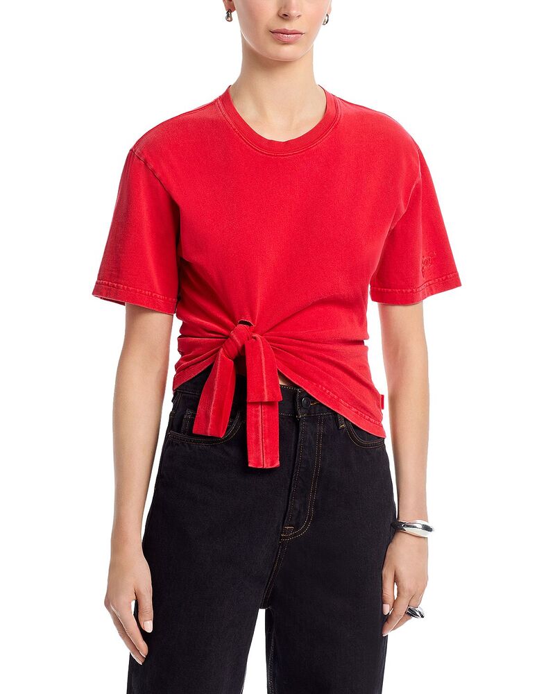 エリア レディース トップス Tシャツ AREA Knot Hem Tee Fired レッド｜ReVida 店
