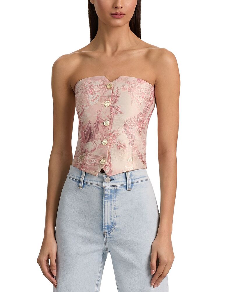 アリスアンドオリビア レディース トップス シャツ ストラップレス Alice and Olivia Kelcey Strapless Top English Rose Tolie|ReVida 店