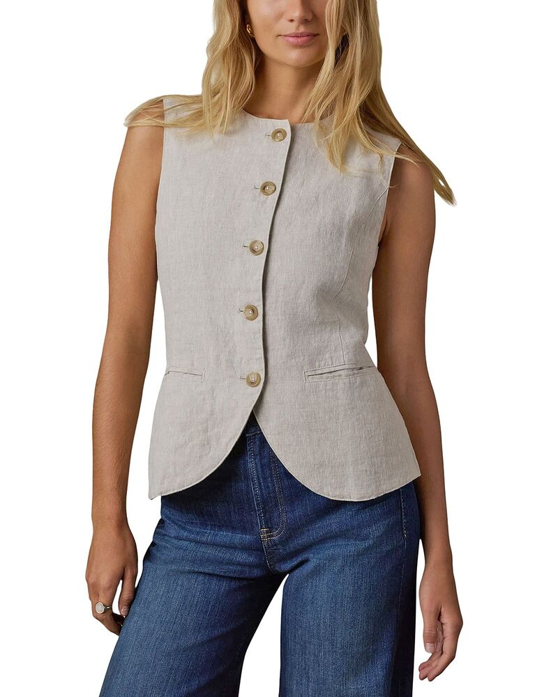 ファレティ レディース アウター ベスト リネン Faherty Sun Strider Linen Vest Flax｜ReVida 店