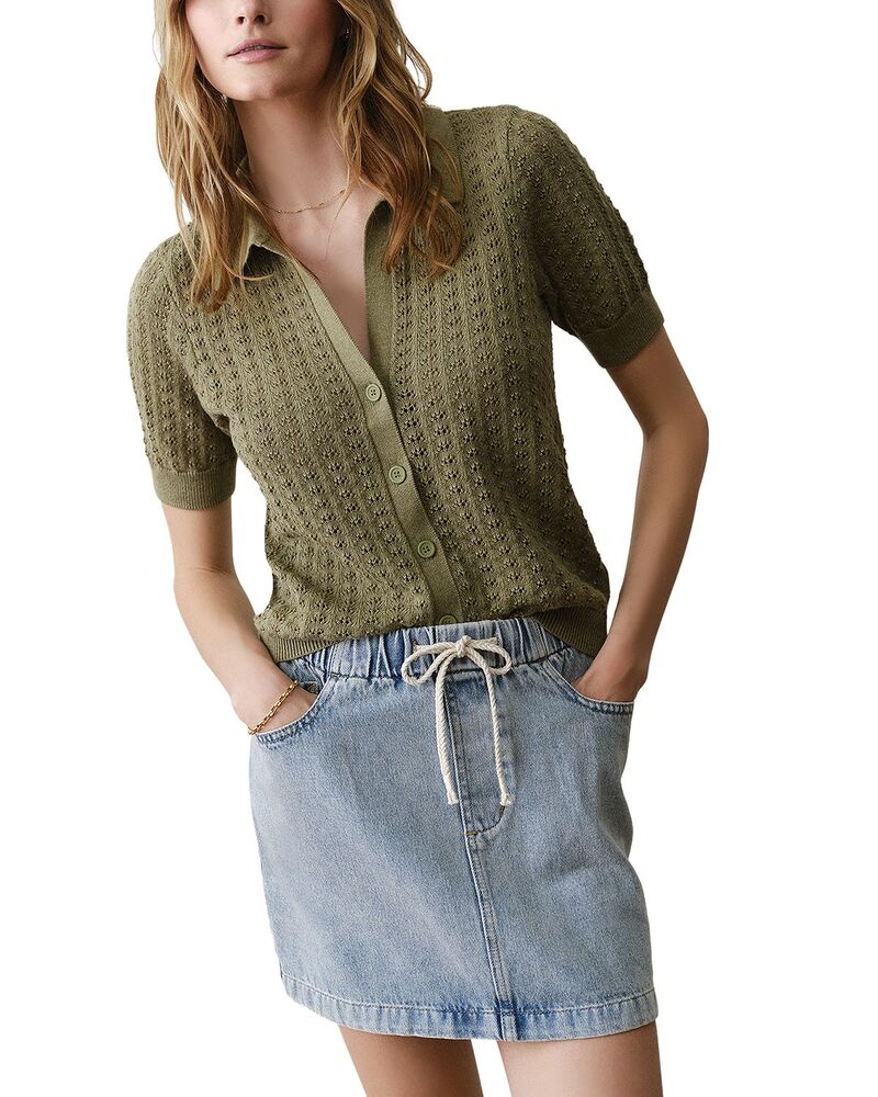 マリーン レイヤー レディース トップス シャツ ニット Marine Layer Piper Knit Resort Shirt Olive オリーブ