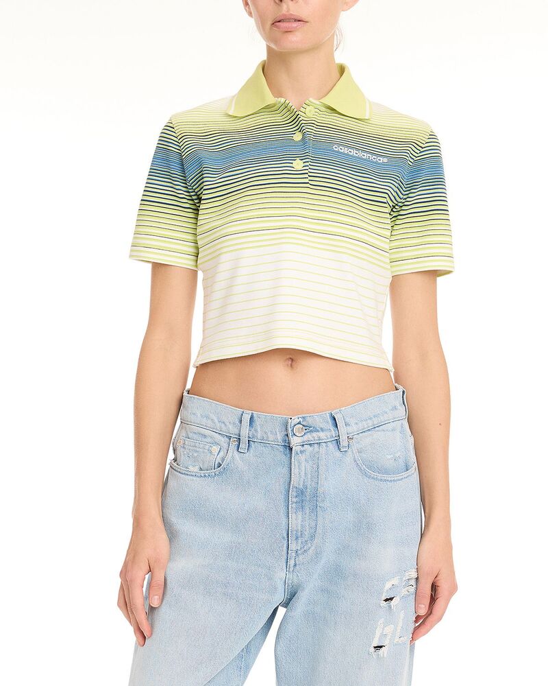 カサブランカ レディース トップス ポロシャツ Casablanca Striped Polo Casablanca Text ストライプ
