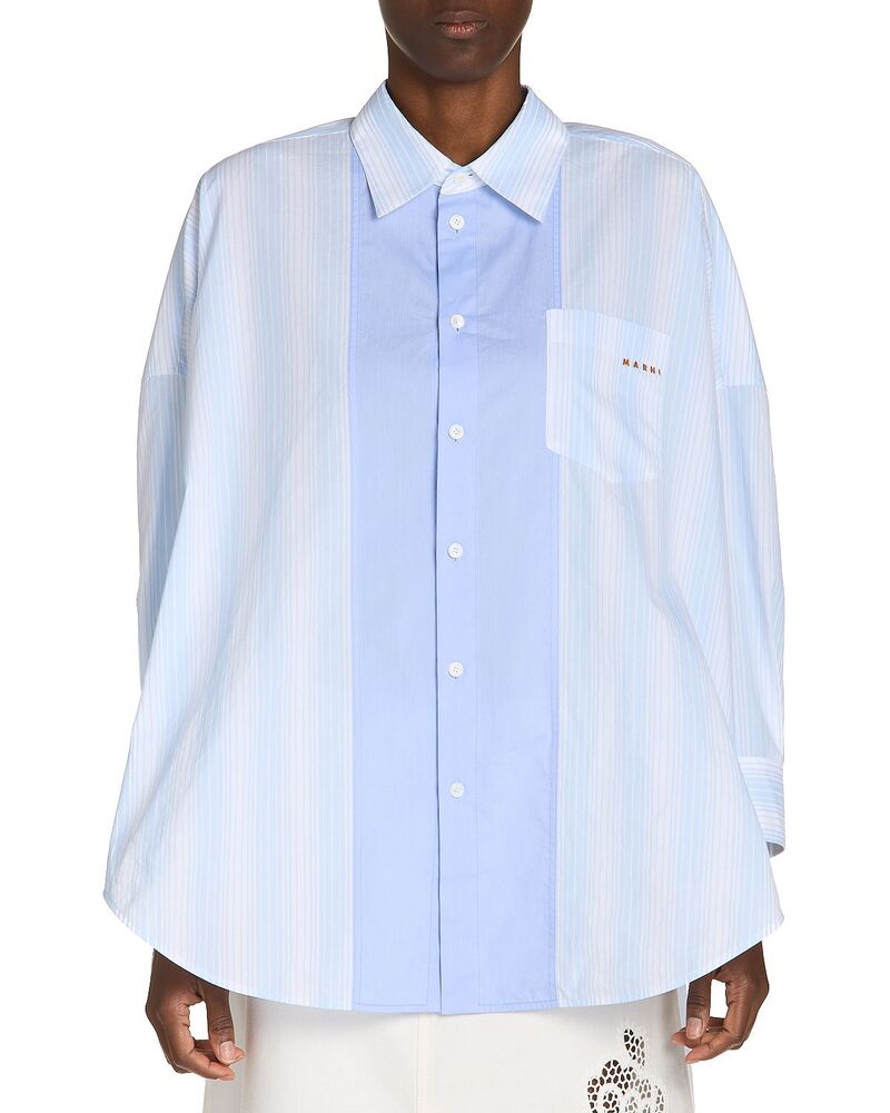 マルニ レディース トップス シャツ Marni Oversized Striped Shirt Light Blue ブルー