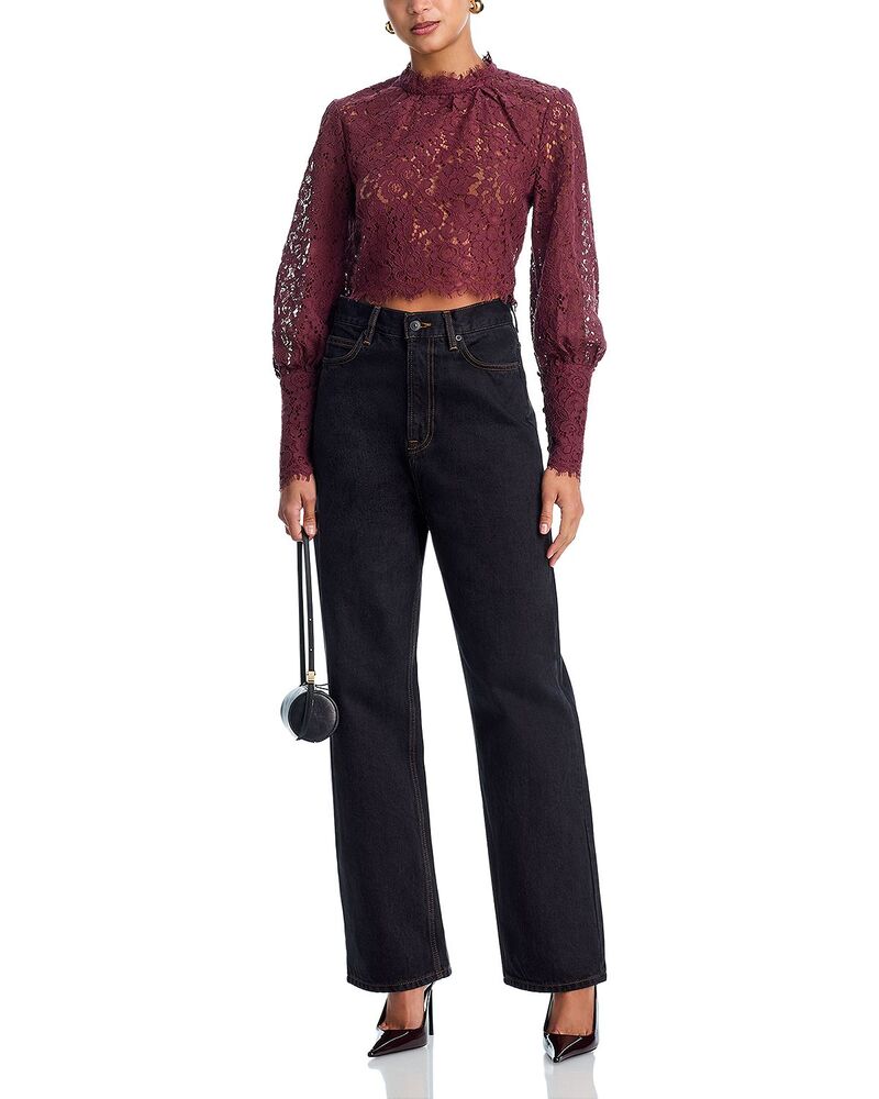 バードット レディース トップス シャツ レース Bardot Georgia Lace Top Deeplum プラム｜ReVida 店