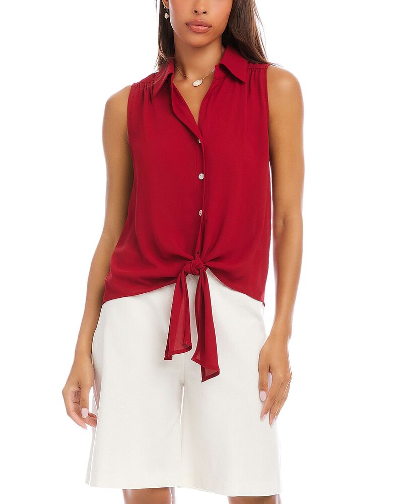 カレンケーン レディース トップス シャツ ノースリーブ Karen Kane Sleeveless Tie Frontop Red レッド