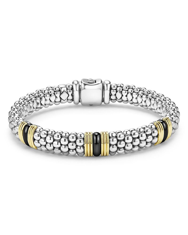 ラゴス レディース アクセサリー ブレスレット・バングル・アンクレット LAGOS Two-Tone Black Ceramic Station Bracelet 9mm Silver シルバー｜ReVida 店