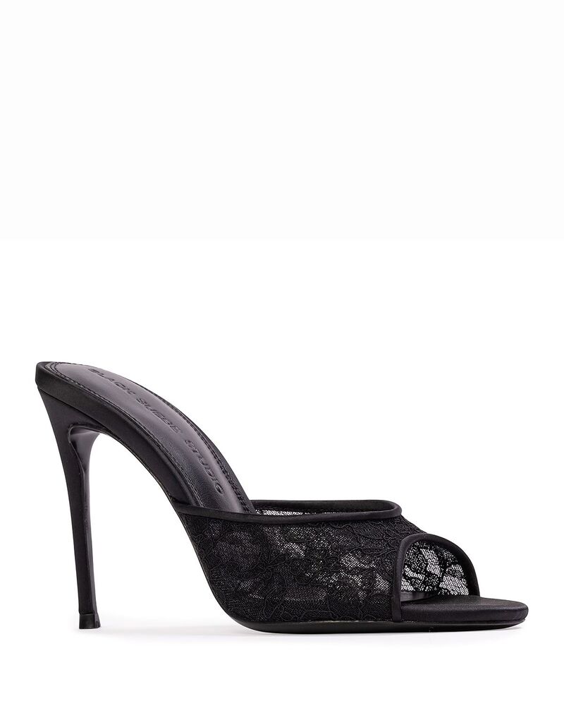ブラックスエードスタジオ レディース シューズ サンダル フラワー柄 レース フラワー ヒール Black Suede Studio Women's Geni Floralace Higheel Sandals Black Lace ブラック|ReVida 店