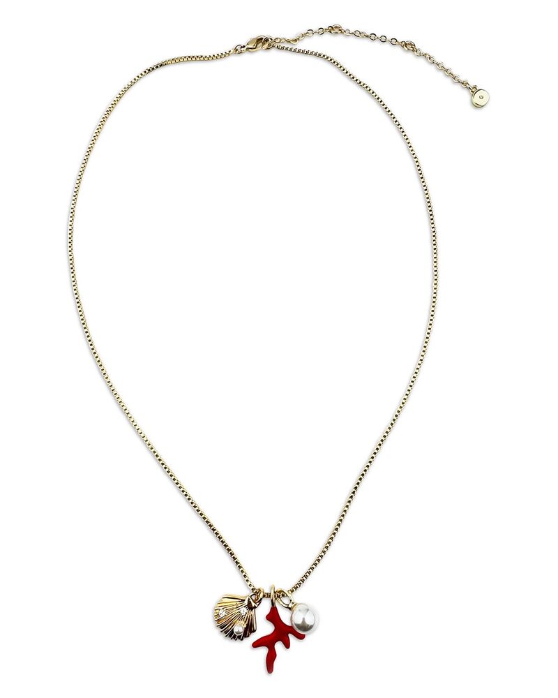 アクア レディース アクセサリー ネックレス・チョーカー・ペンダントトップ レース AQUA Pav & Imitation Pearl Sea Charm Pendant Necklace 17-20\