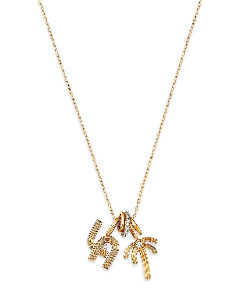 アディナ レイター レディース アクセサリー ネックレス・チョーカー・ペンダントトップ レース Adina Reyter 9K & 14K Yellow Goldiamond LA & Palm Tree Pendant Necklace. 15-16\