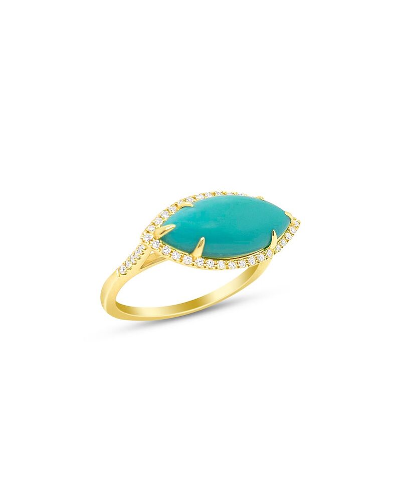 メイラティ レディース アクセサリー リング Meira T 14K Yellow Gold Turquoise & Diamond Marquis Halo Ringold ゴールド