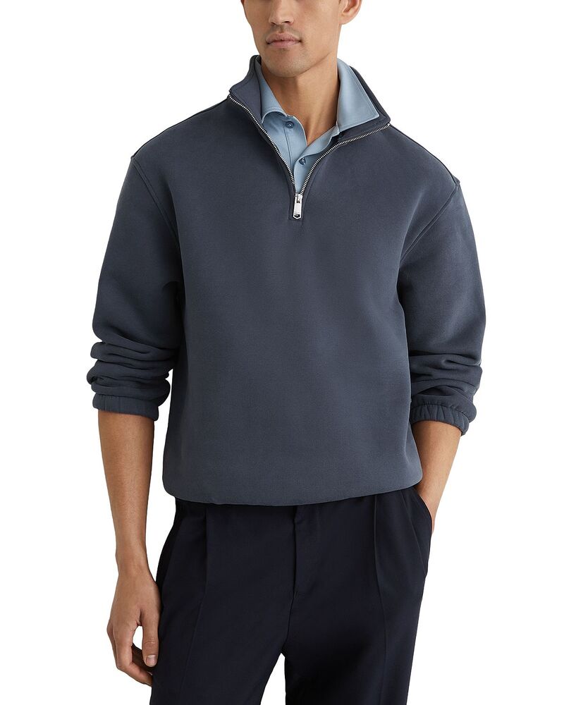 レイス メンズ アウター 編み物・プルオーバー ハーフジップ REISS Over thead Quarter Zip Sweater Airforce Blue 青味