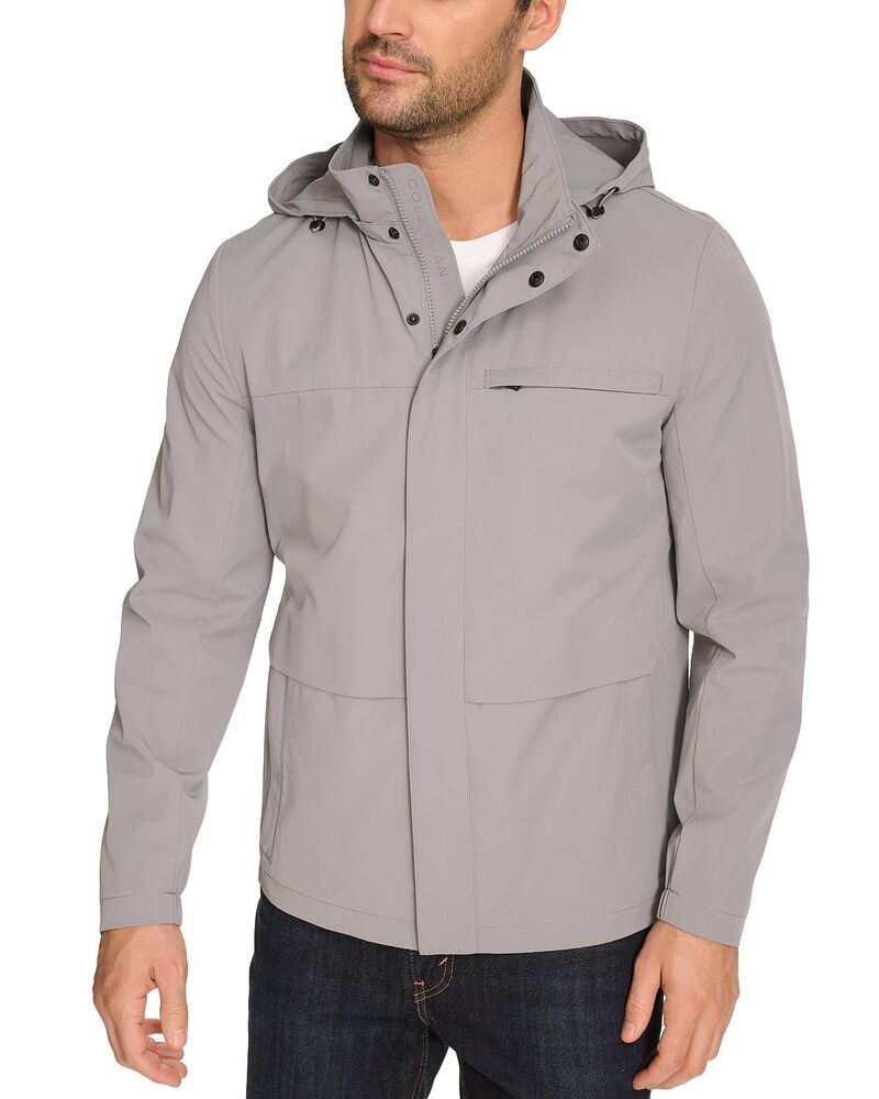 コールハーン メンズ アウター ジャケット・ブルゾン Cole Haan Hooded Windbreaker Jacket Grey グレー