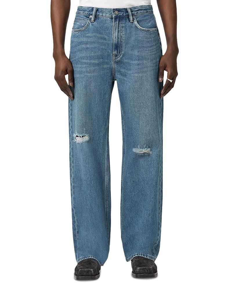 オールセインツ メンズ ボトムス デニムパンツ ジーンズ ALLSAINTS Lenny Wide Fit Jeans in Destroy Mid Indigo Destroy Mid Indigo インディゴ
