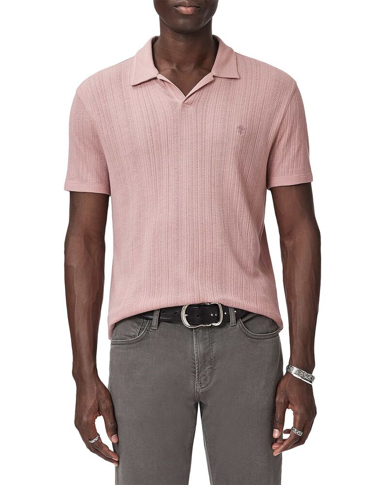ジョンバルベイトス メンズ トップス ポロシャツ John Varvatos Leonardo Johnny Collar Polo Shirt Pink Sand ピンク