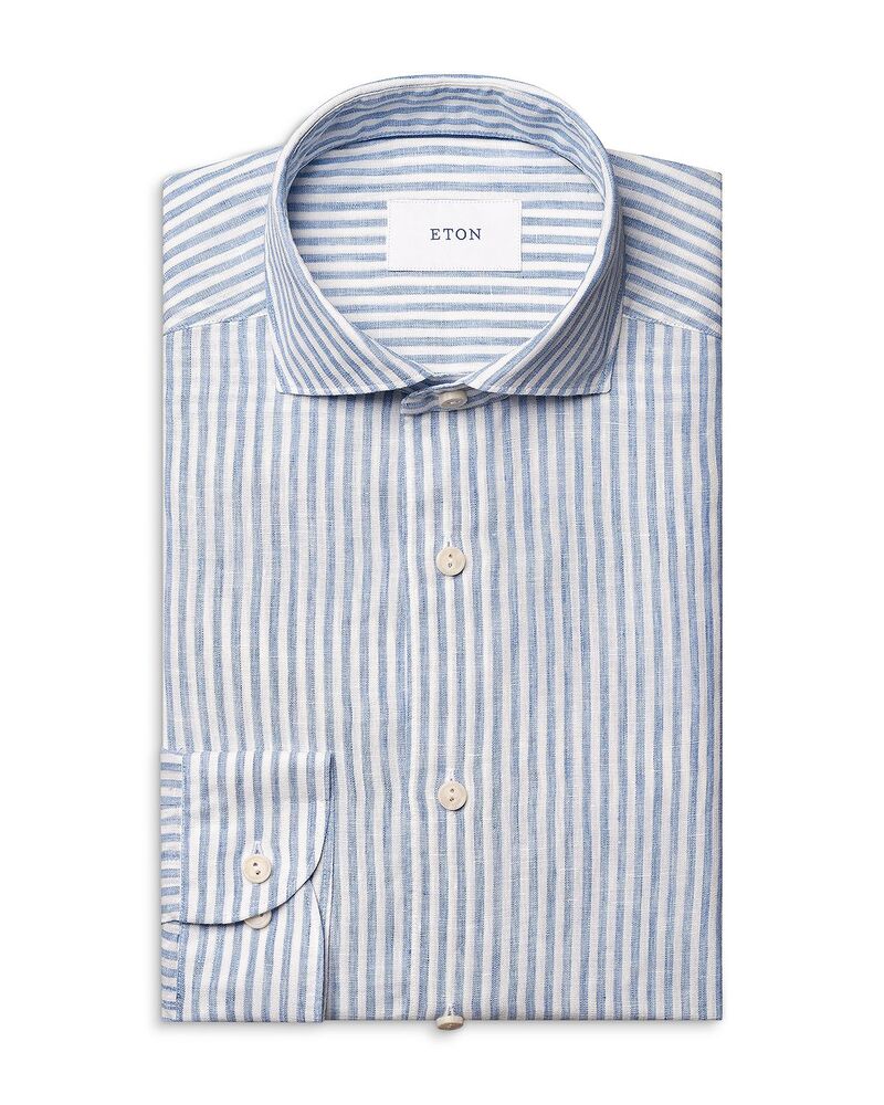 エトン メンズ トップス シャツ Eton Bengal Stripe Dresshirt Light Blue ブルー|ReVida 店