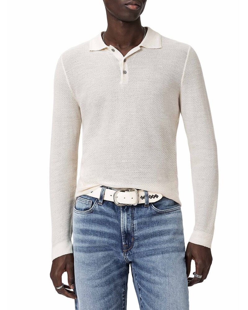 ジョンバルベイトス メンズ トップス ポロシャツ John Varvatos Venturi Long Sleeve Polo Eggshell|ReVida 店
