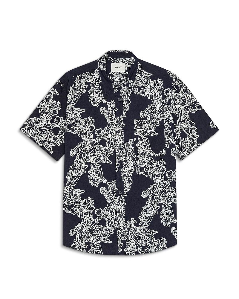 NN07 メンズ トップス シャツ プリント NN07 Deon Printed Shirt Navy Blue ネイビー｜ReVida 店