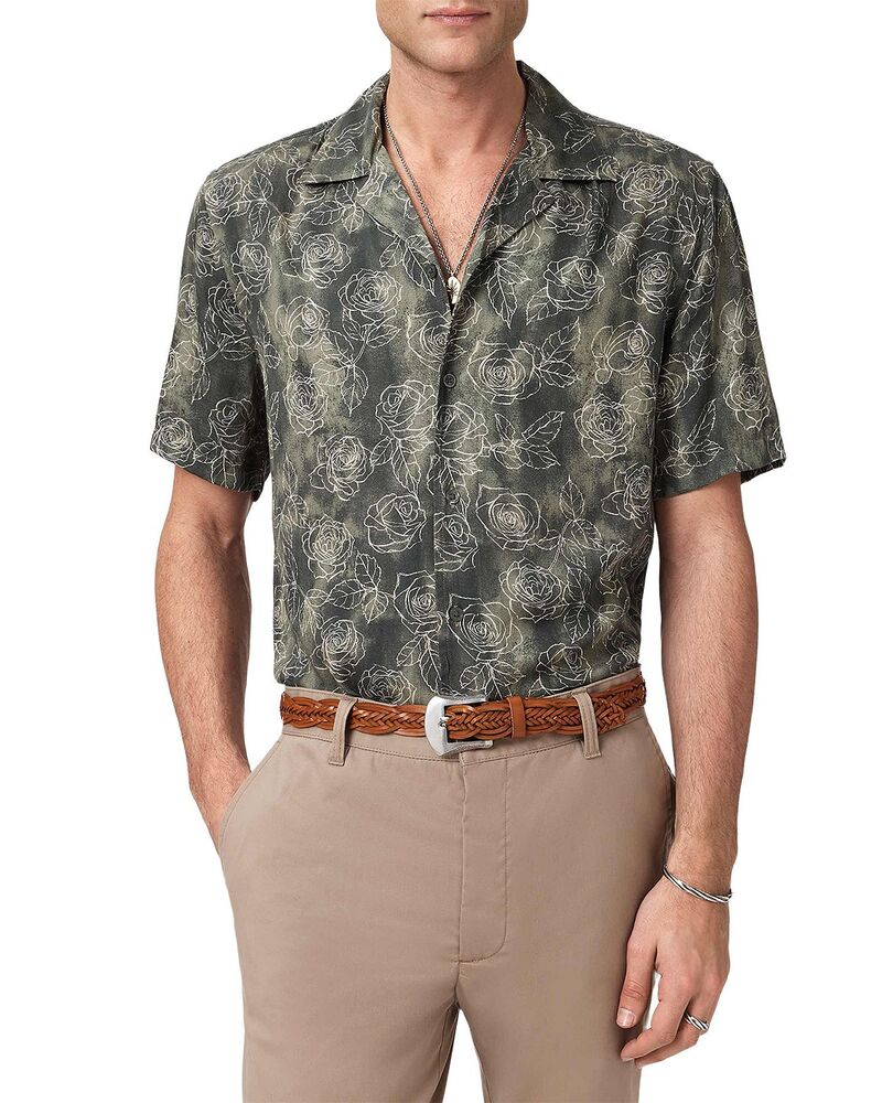 ジョンバルベイトス メンズ トップス シャツ フラワー柄 フラワー John Varvatos Floral Camp Collar Shirt Light Olive オリーブ