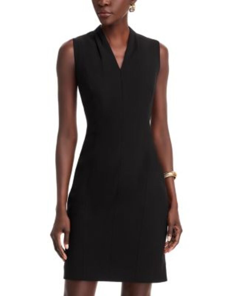 ティー・タハリ レディース トップス ワンピース Vネック プリーツ ノースリーブ Tahari Tonya Pleated Sleeveless V Neck Sheath Dress - Exclusive One-Size
