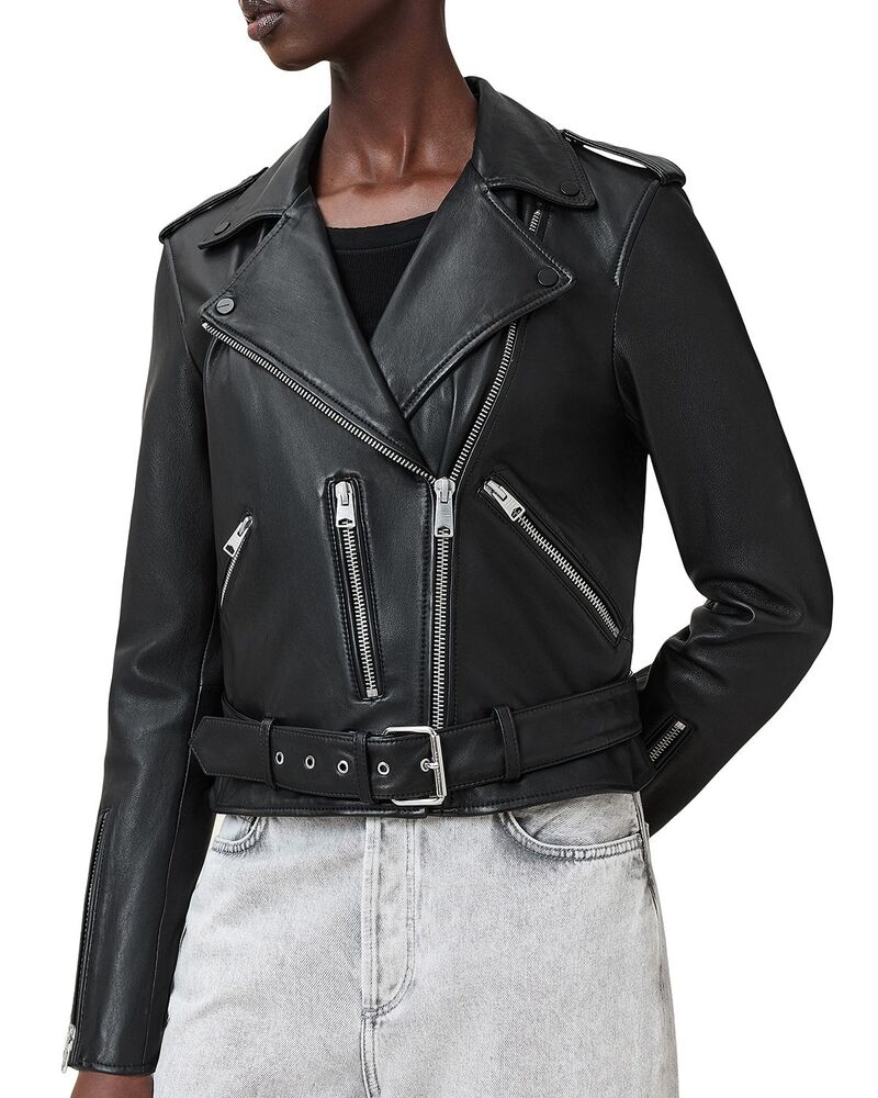 オールセインツ レディース アウター ジャケット・ブルゾン レザー ALLSAINTS Balfern Leather Biker Jacket Black/Silver ブラック