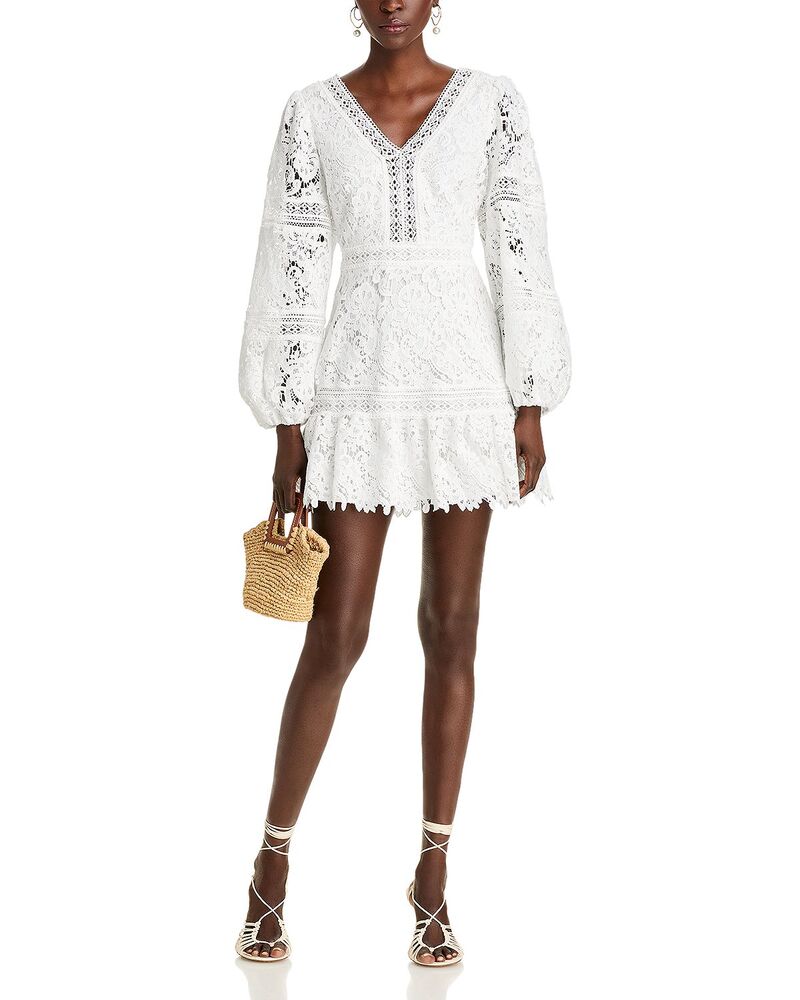 アクア レディース トップス ワンピース レース AQUA Lace Inset Dress - Exclusive White ホワイト