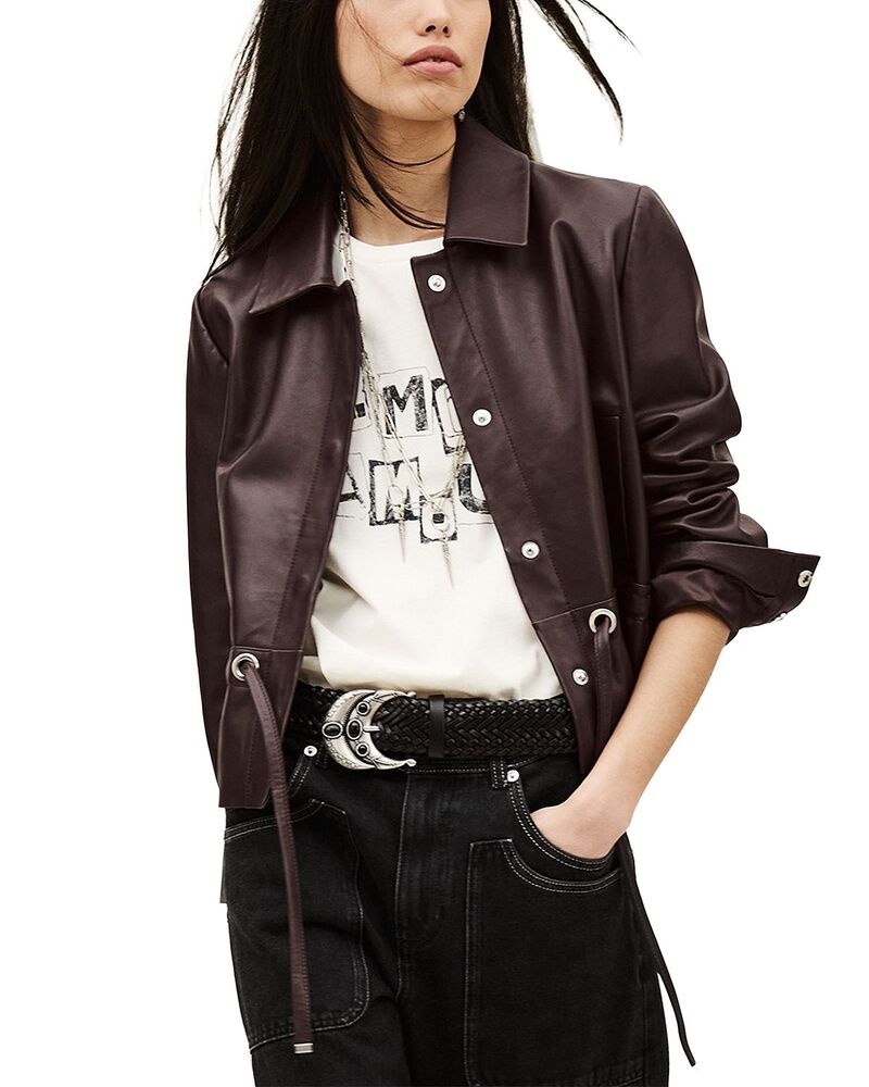 バッシュ レディース アウター 上衣・上衣 なめし革 ba\u0026sh Manita Leather Jacket Plum 酸桃
