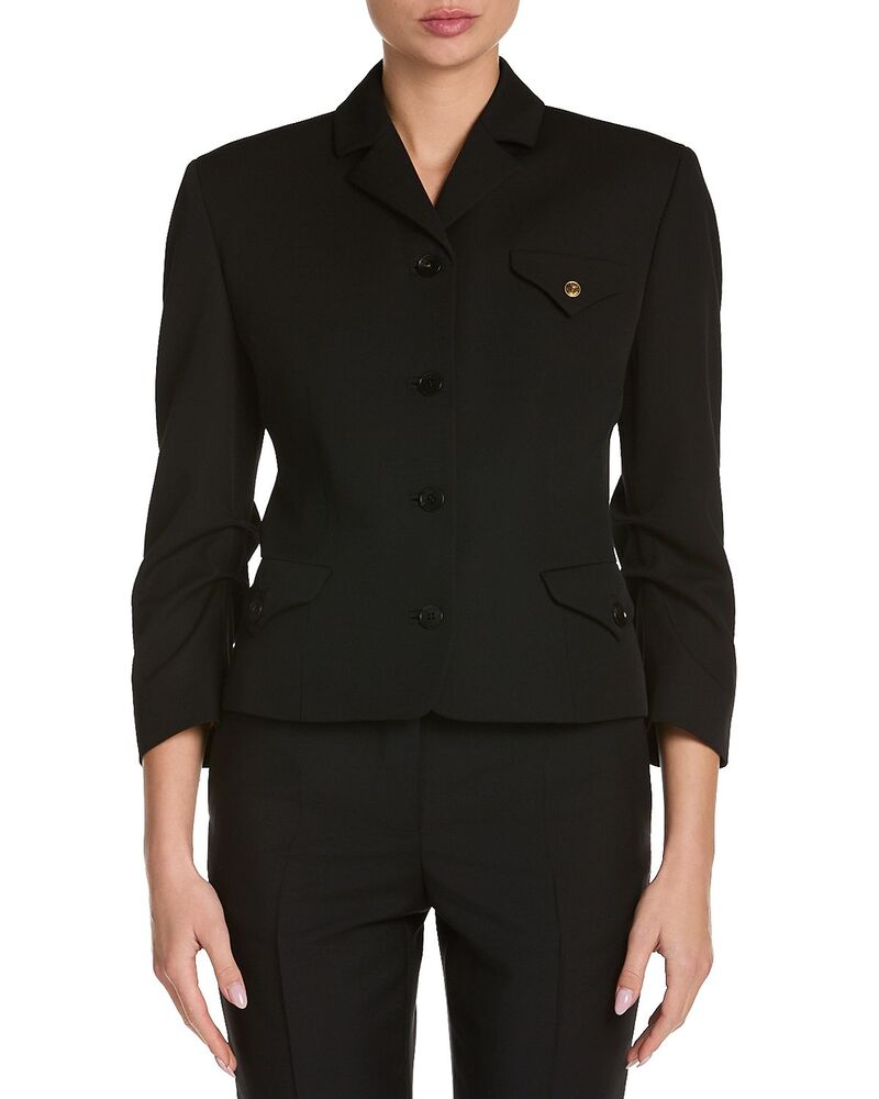 ヴェルサーチ レディース アウター 上衣・上衣 羊毛 Versace Heavyweight Wool Jacket Black 黒いこと