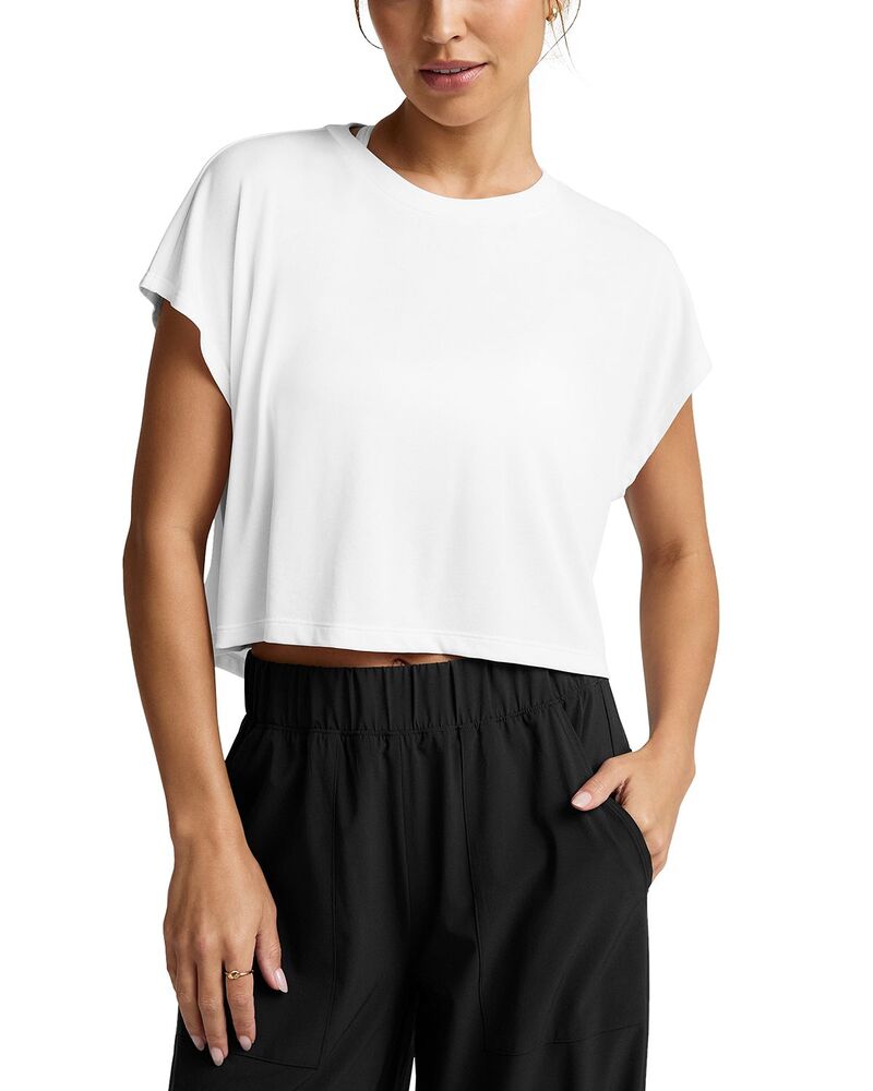 ビヨンドヨガ レディース トップス Tシャツ クロップド Beyond Yoga Studio Luxe Cropped Tee White ホワイト