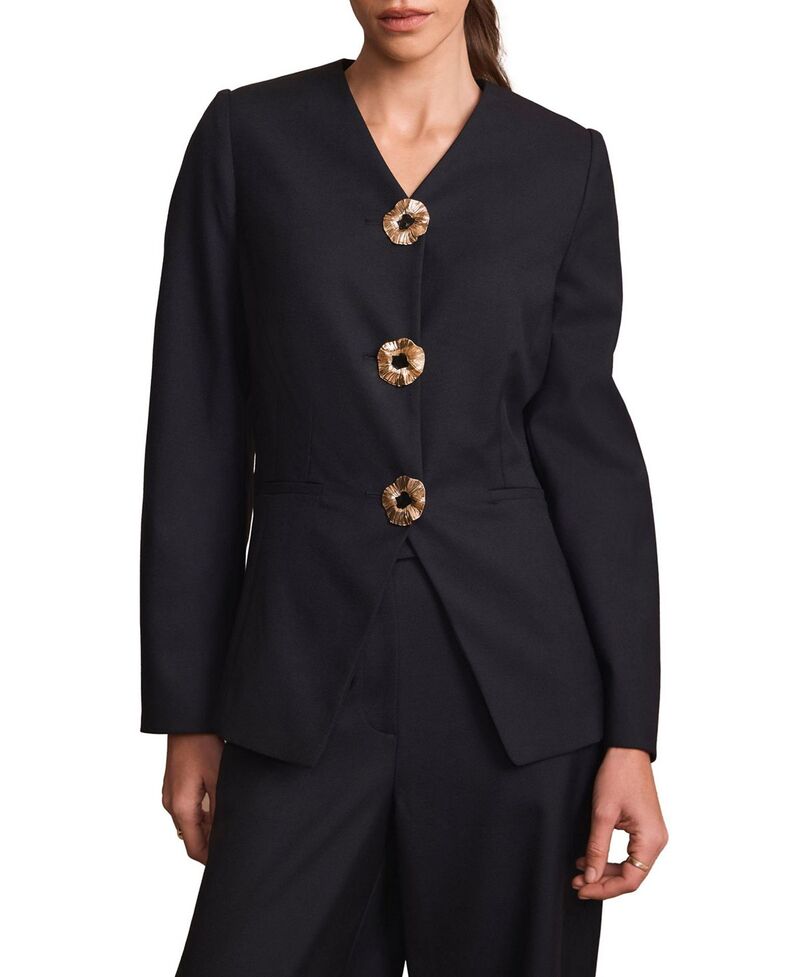 ミルトンベルベット レディース アウター ジャケット・ブルゾン ウール Mint Velvet Women's Wool Blend Sculpted Jacket Blue ブルー
