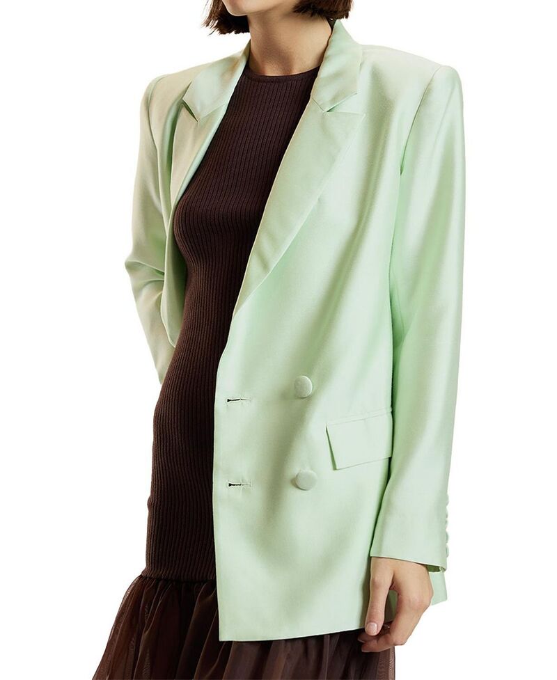 シンシアローレイ レディース アウター 上衣・上衣 羊毛 地絹 スポーツジャケット Cynthia Rowley Silk Wool Double Breasted Blazer Green 緑であること