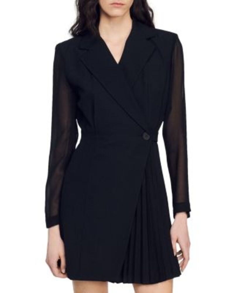 サンドロ レディース トップス ワンピース コントラスト Sandro Lilela Contrast Sleeve Dress One-Size