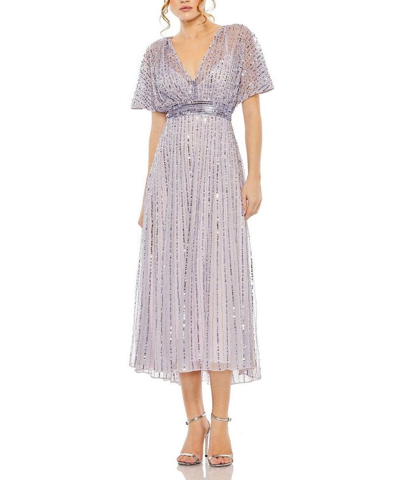 マックダガル レディース トップス 衣装 A 生産ライン Mac Duggal A Linembellished Short Sleeve Dress Lavender ラベンダー