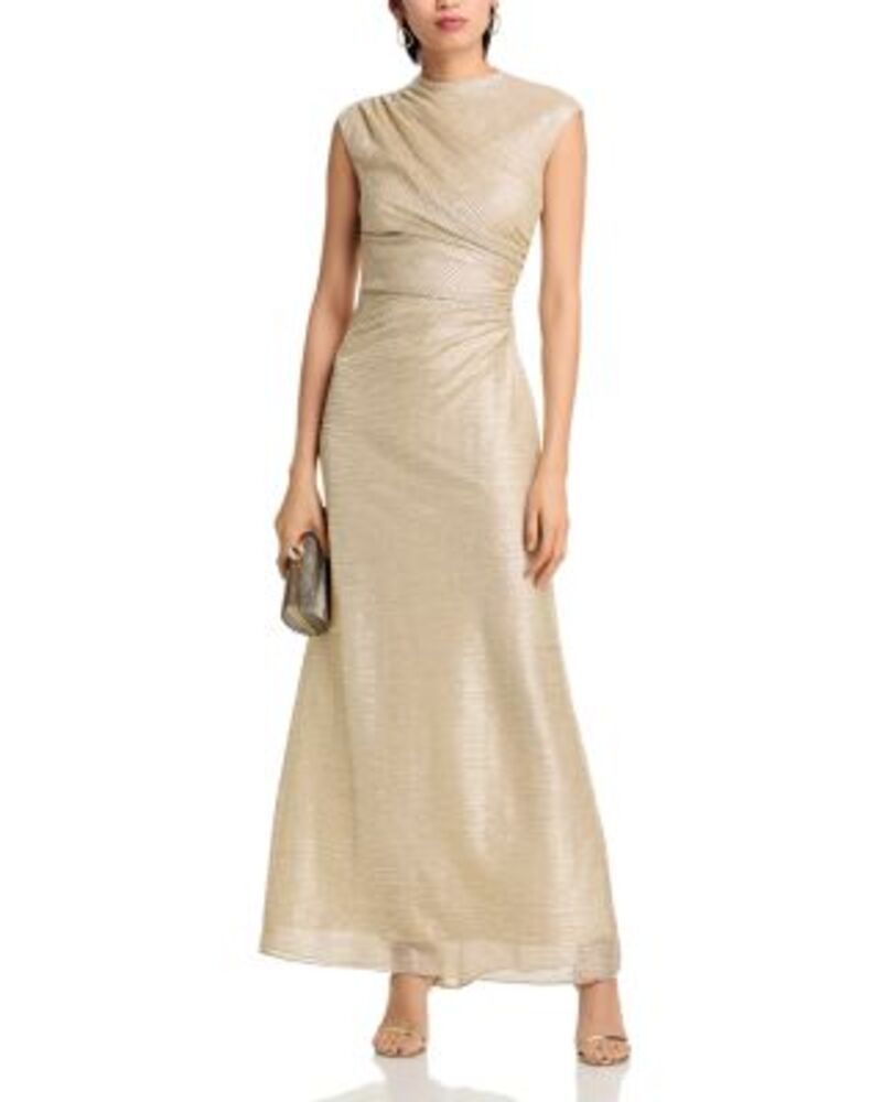 アクア レディース トップス ワンピース トール AQUA Crinkle Metallic Gown One-Size メタリック