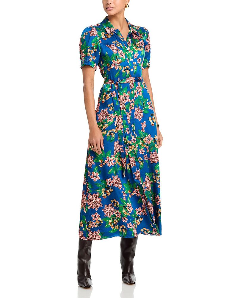 サローニ レディース トップス シャツ シルク SALONI Vanessa-D Silk Shirt Dress Flori Sapphire サファイア