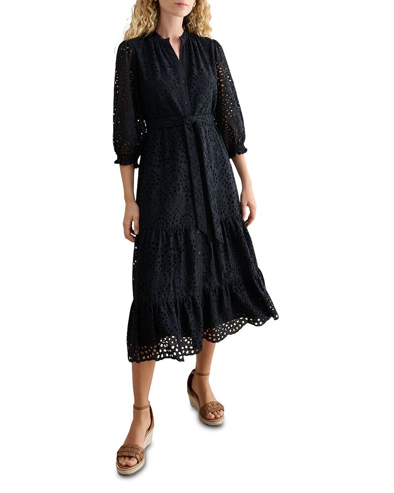 ホッブスロンドン レディース トップス ワンピース 刺繍 HOBBS LONDON Cianna Embroideredress Navy ネイビー