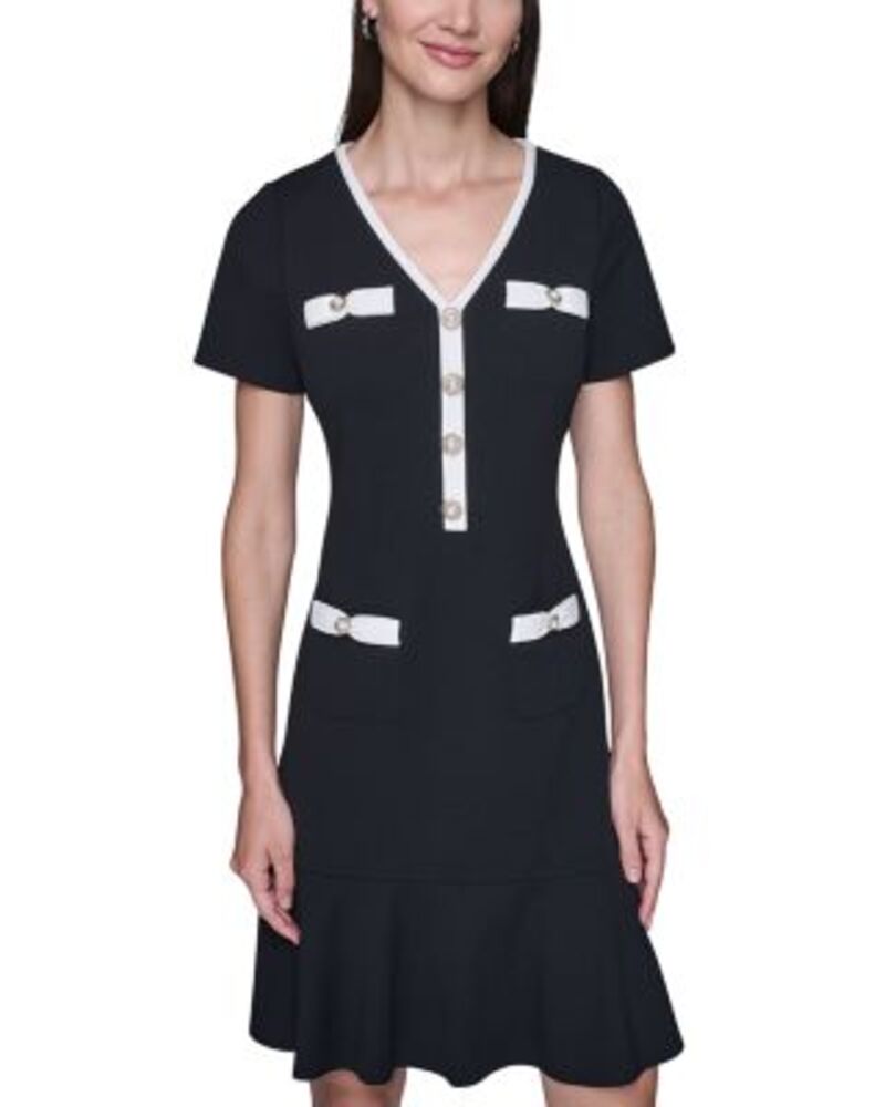 カール ラガーフェルド レディース トップス ワンピース クレープ A ライン スキューバ KARLAGERFELD PARIScuba Crepe A Line Dress One-Size